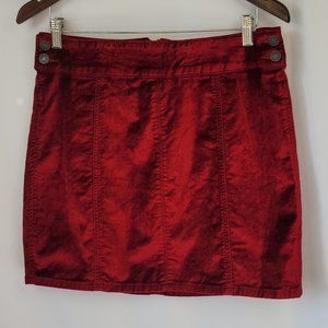 Free People Retro Velvet Mini Skirt Wine Red Size 31